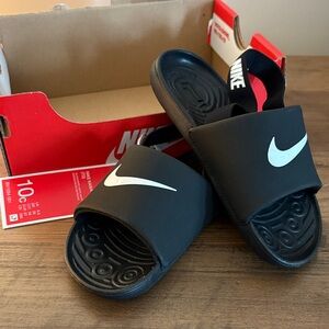 Nike Kawa Slide Sandals with White Swoosh